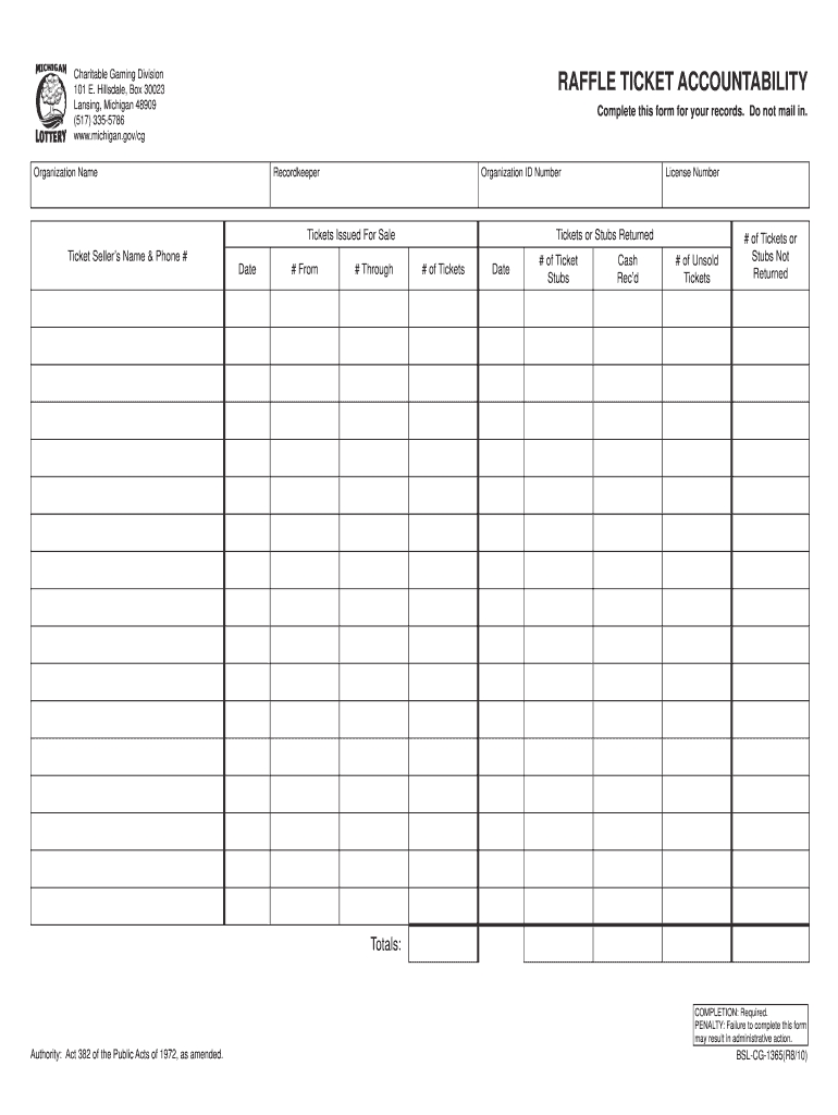 Raffle Ticket Template Accountability Form To Print Fill