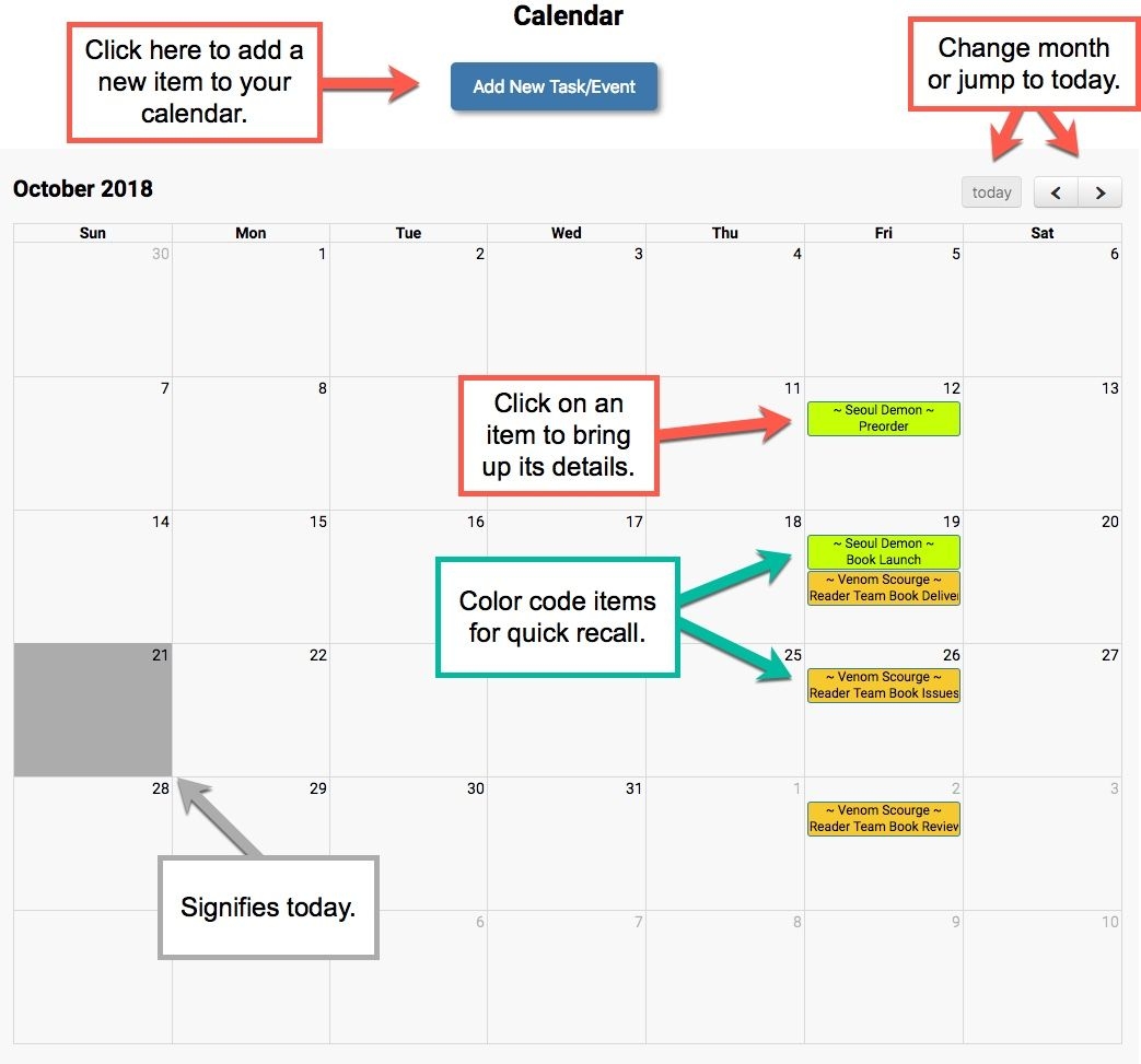 Readerlinks Help Calendar Page The Author Helper