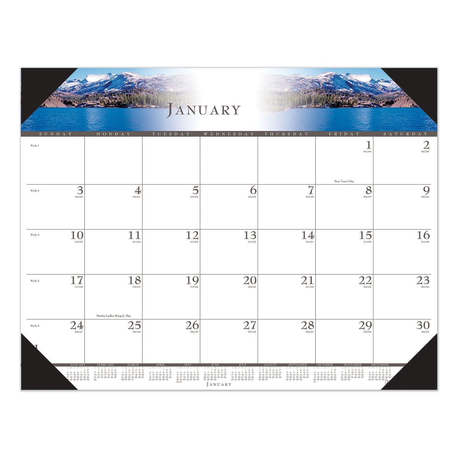 recycled full color photo monthly desk pad calendar, 22 x 17, 2021