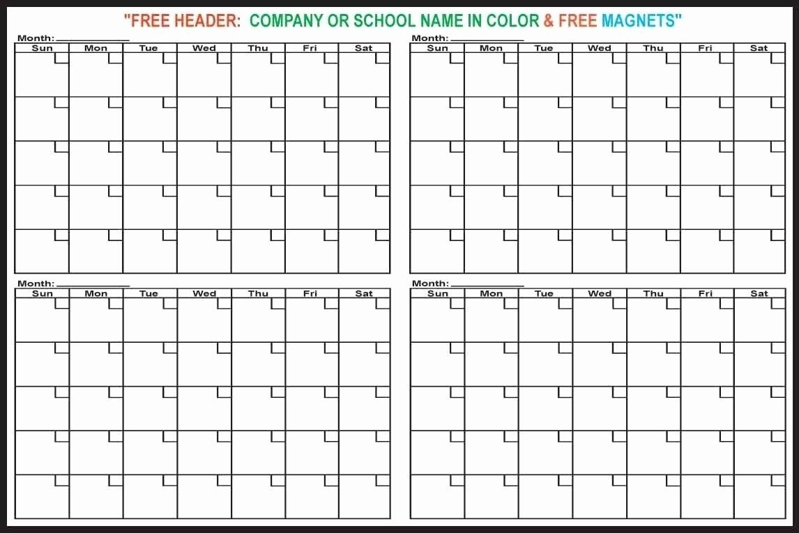 Remarkable Blank Four Month Calendar On One Page In 2020