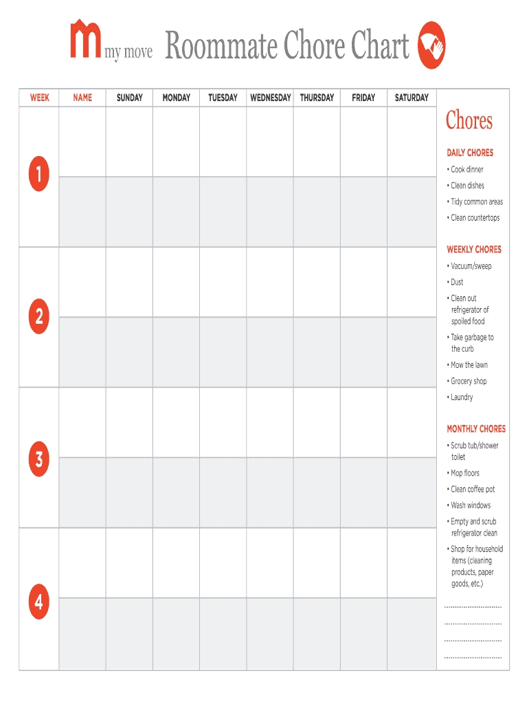 Roommate Chore Chart Template Fill Out And Sign Printable Pdf Template | Signnow