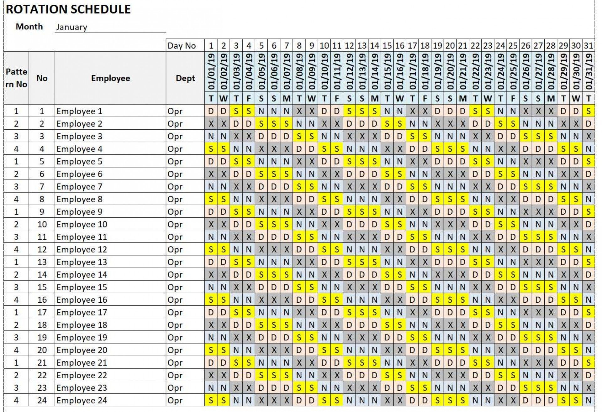 Rotating Shift Schedule Template Addictionary