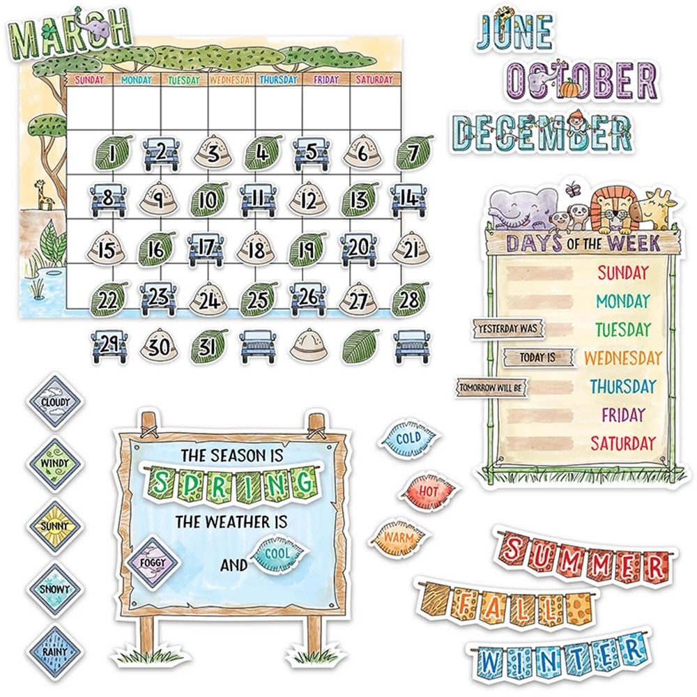 Safari Friends Calendar Bulletin Board Set
