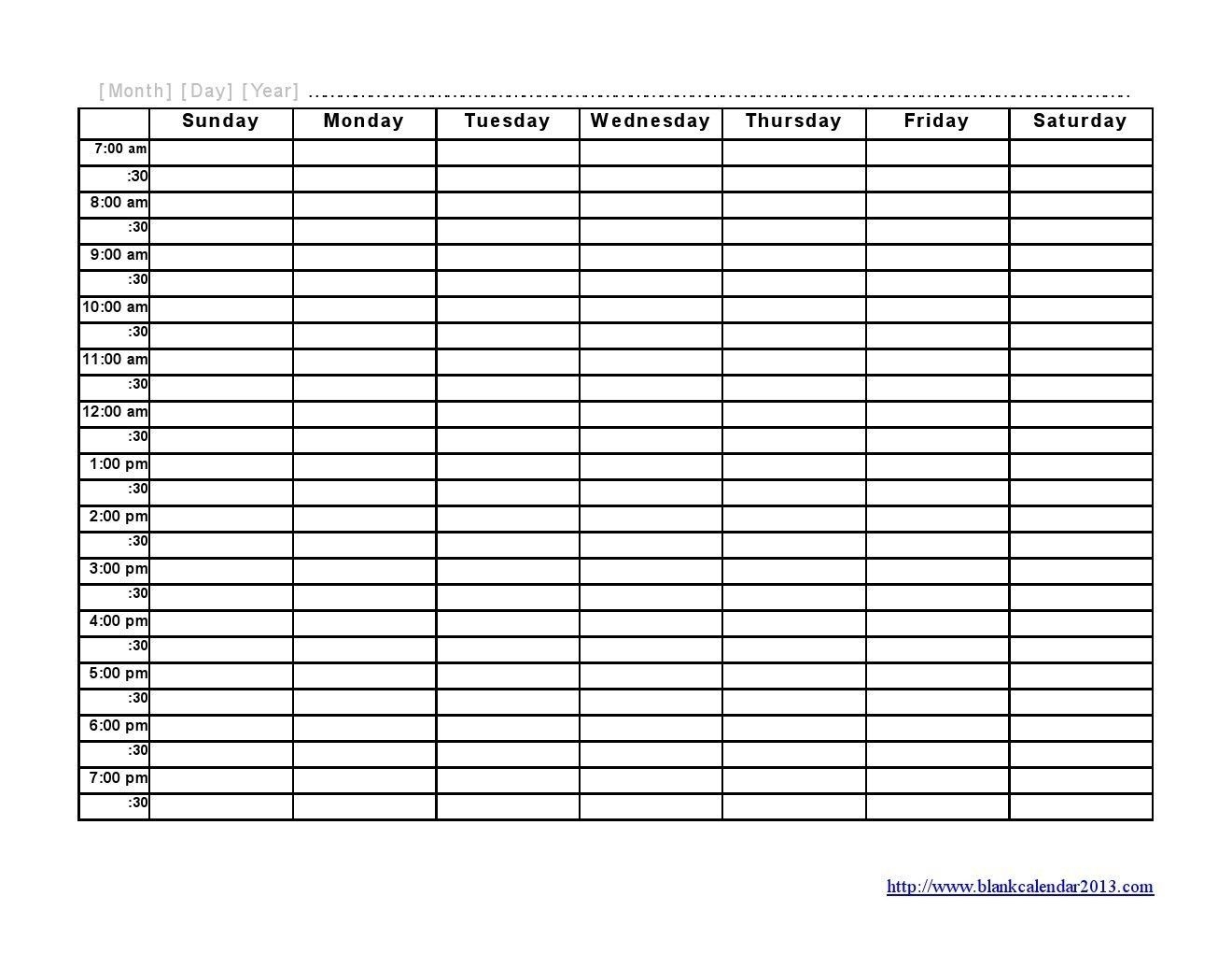 Schedule Templates Free Printable | Weekly Calendar – Free