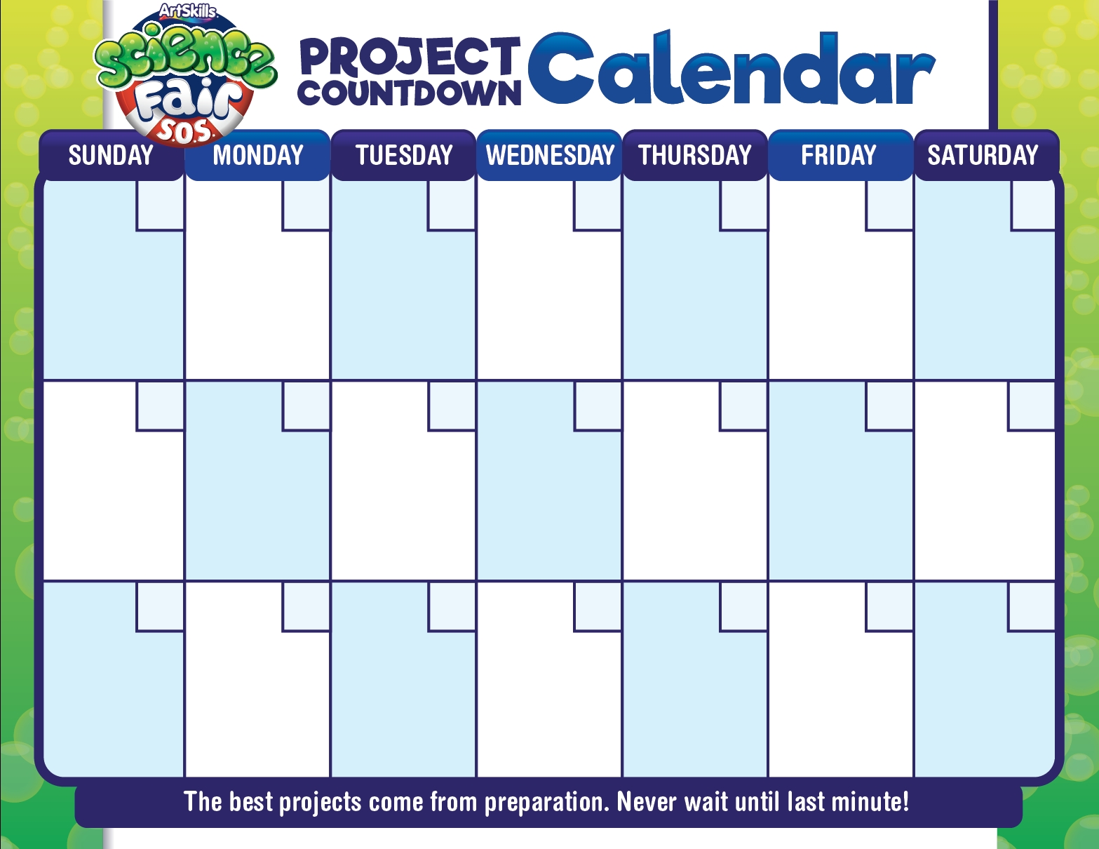 science fair project calendar