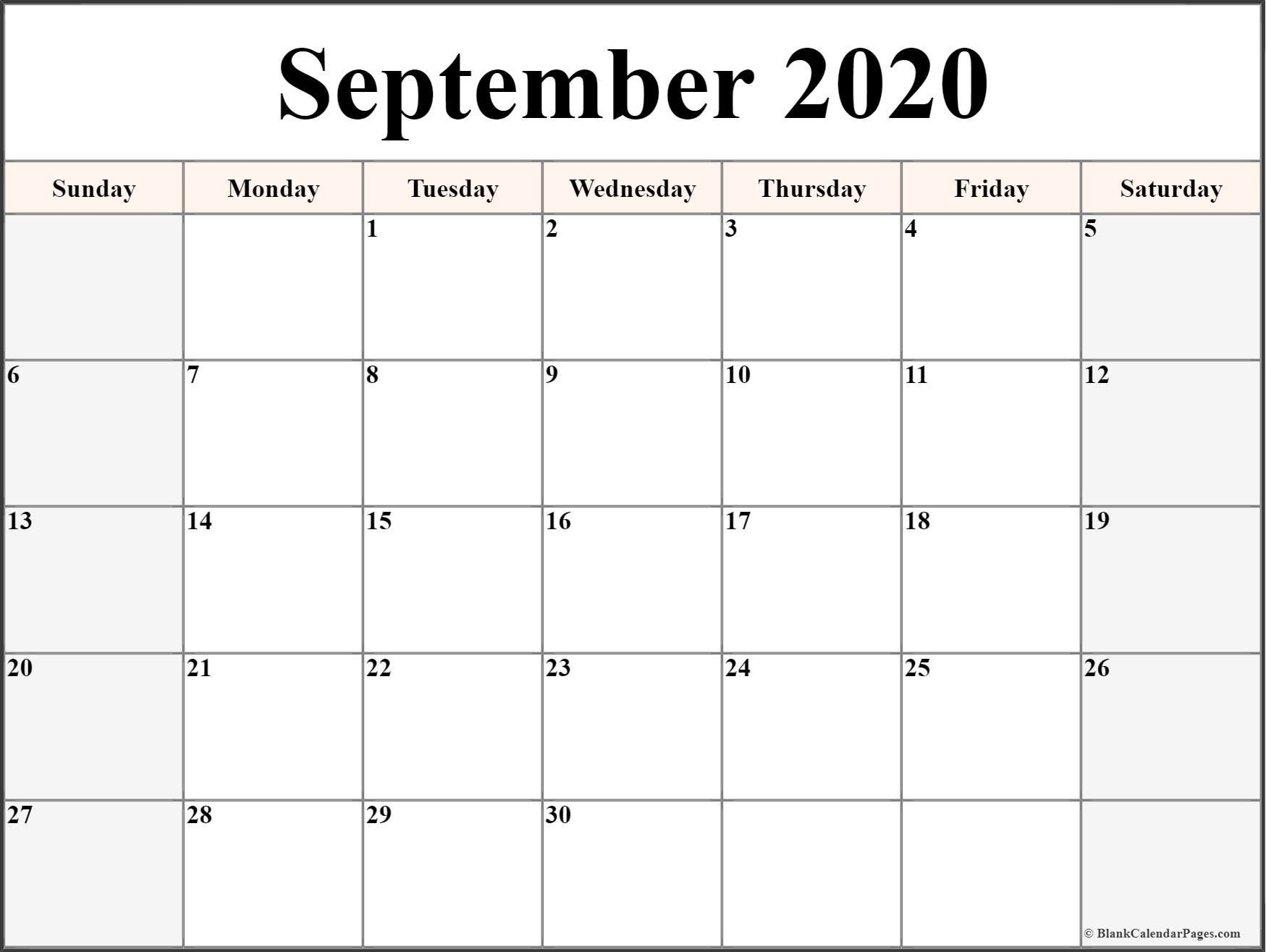 September 2020 Calendar | Free Printable Monthly Calendars