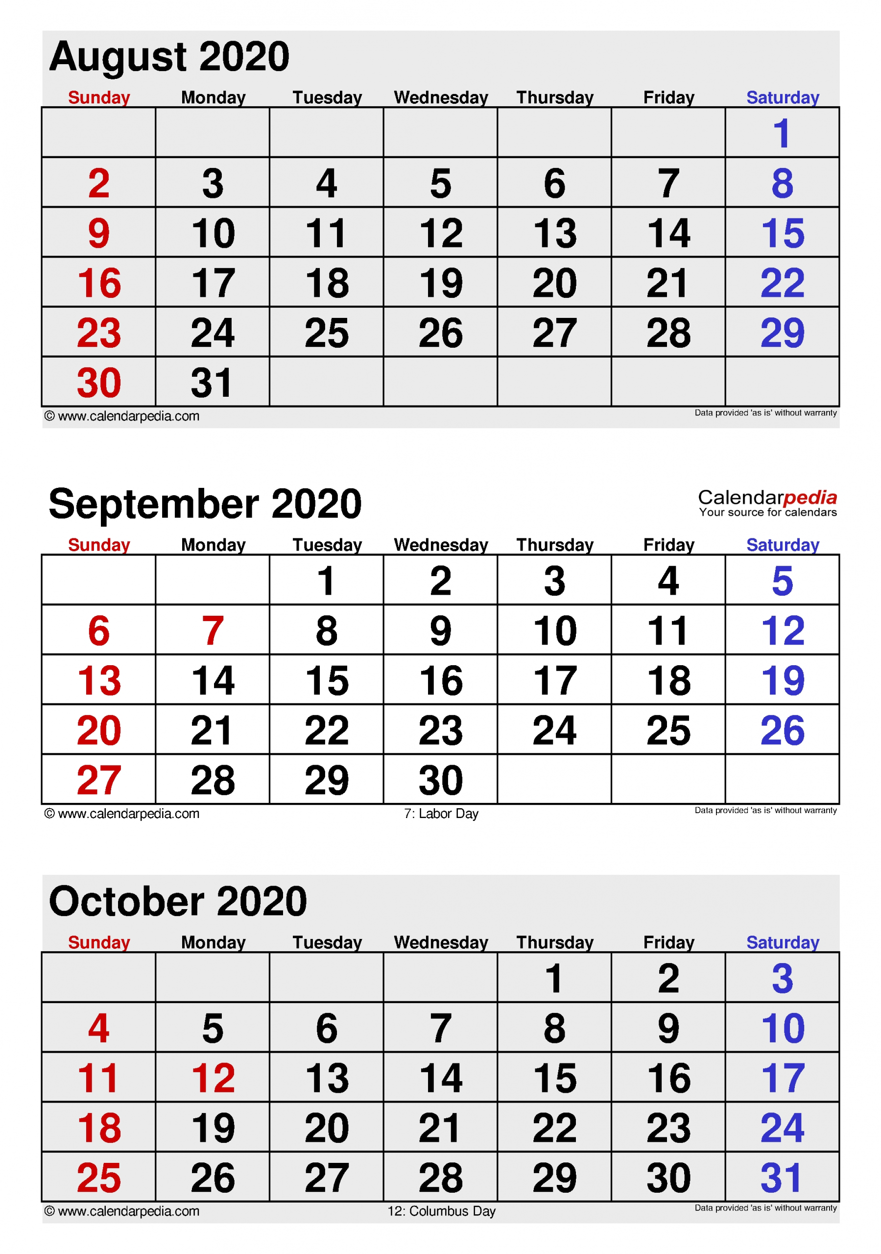 September 2020 Calendar | Templates For Word, Excel And Pdf