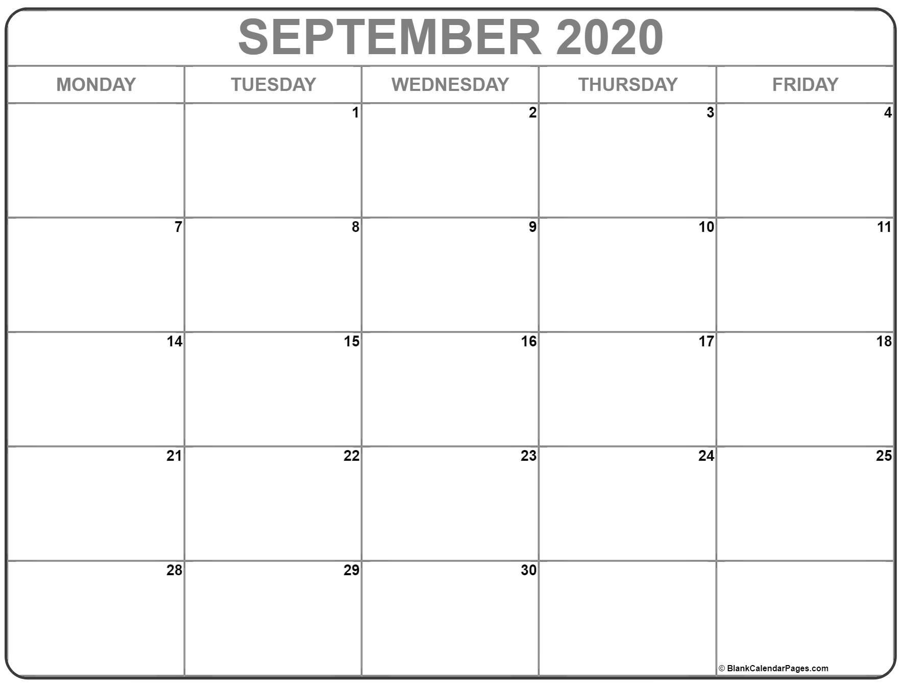 september 2020 monday calendar | monday to sunday