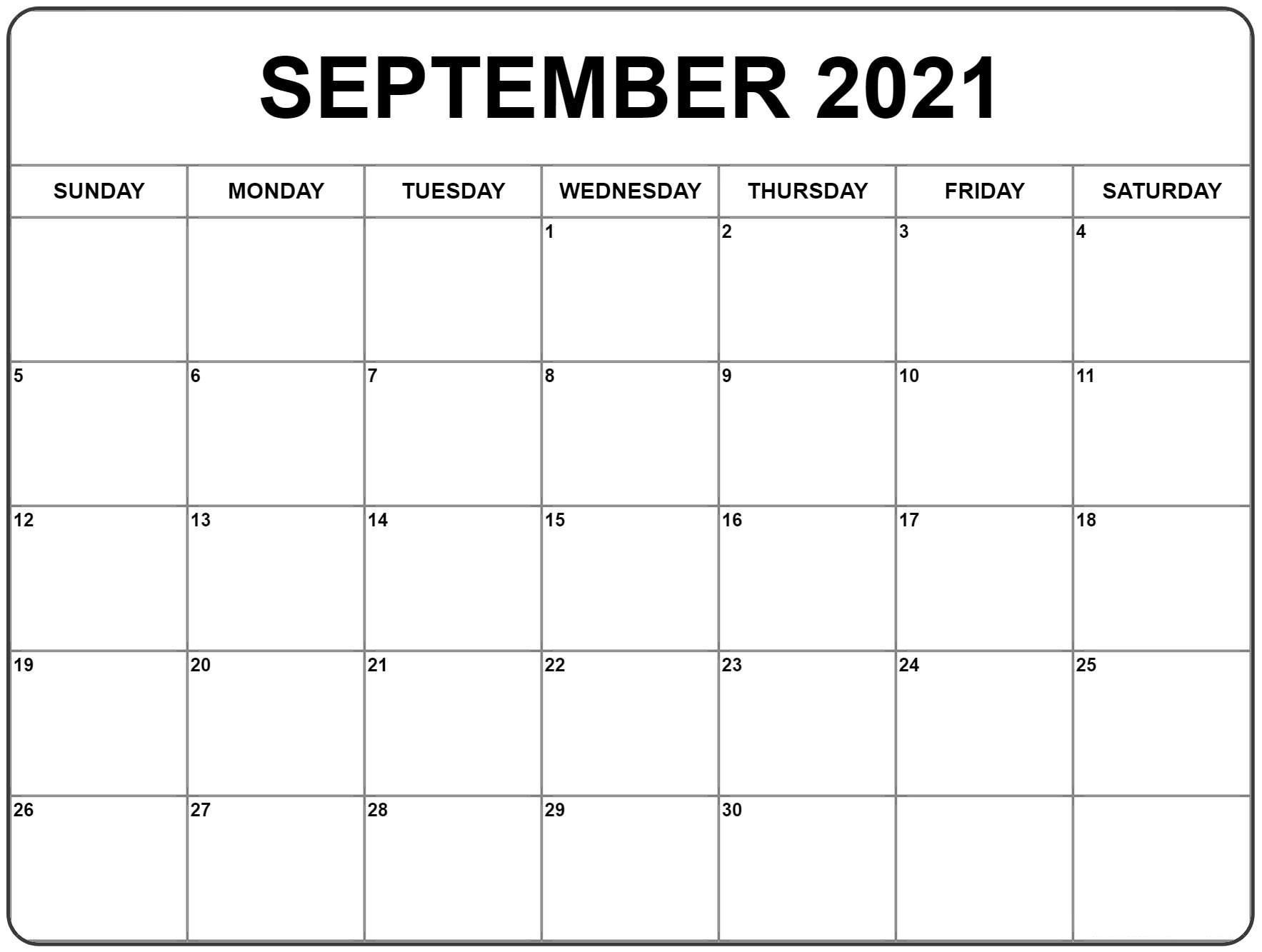 September 2021 Calendar | Calendar Printables, Monthly