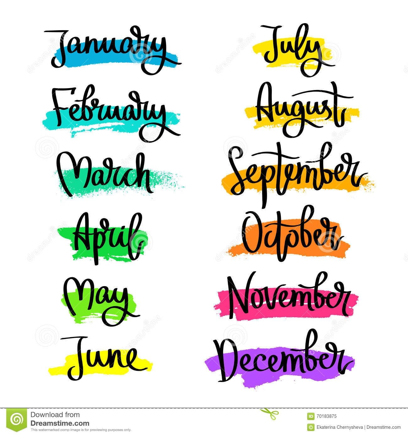 Set Of Labels Of The Months Of The Year Stock Vector