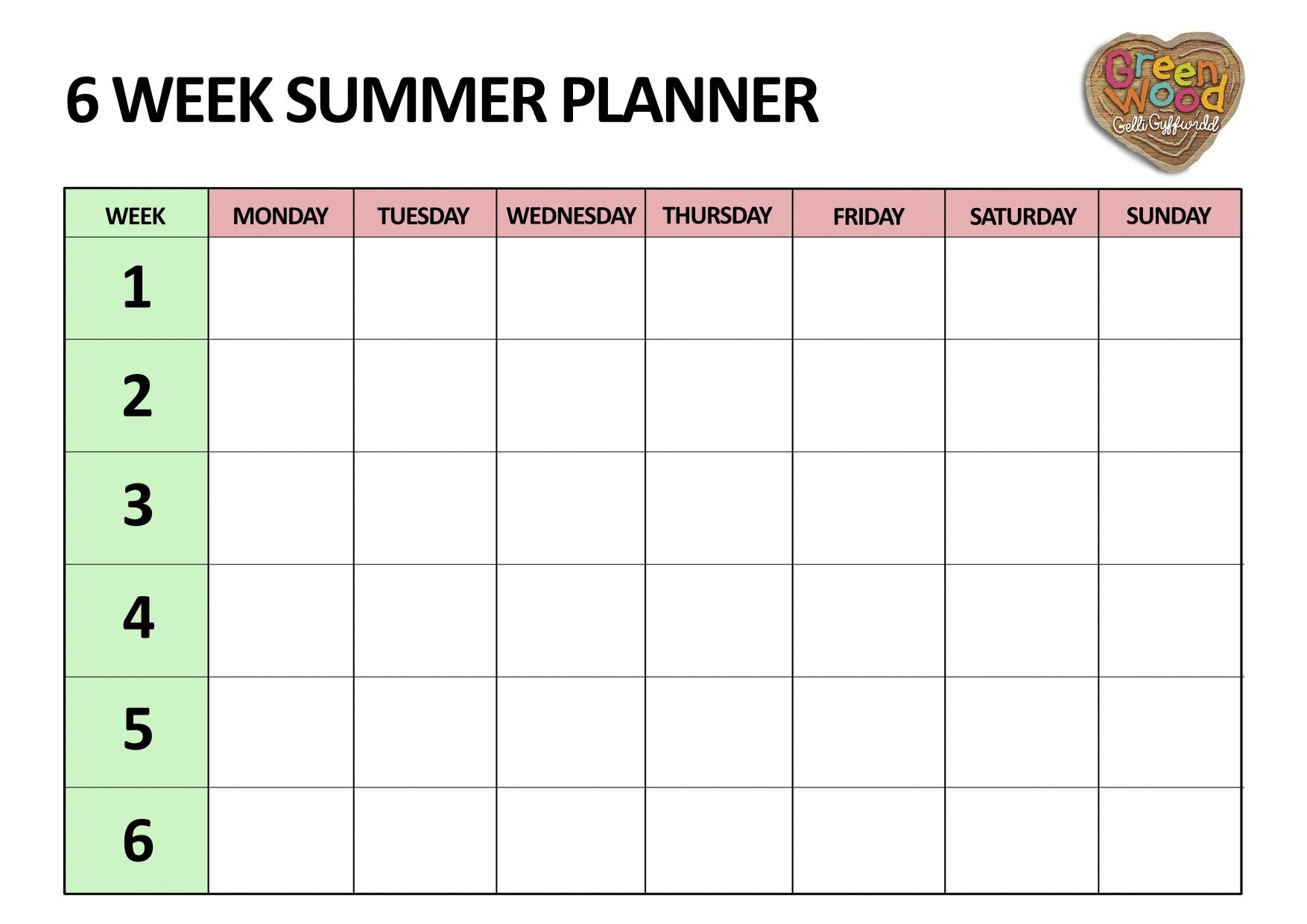 Six Week Summer Planner Five Little Doves