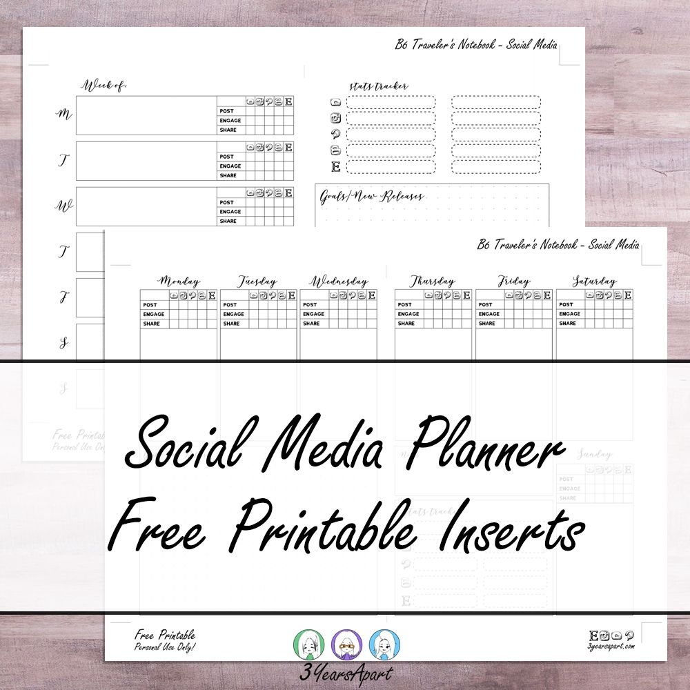 social media planner inserts | free printable for traveler&#039;s