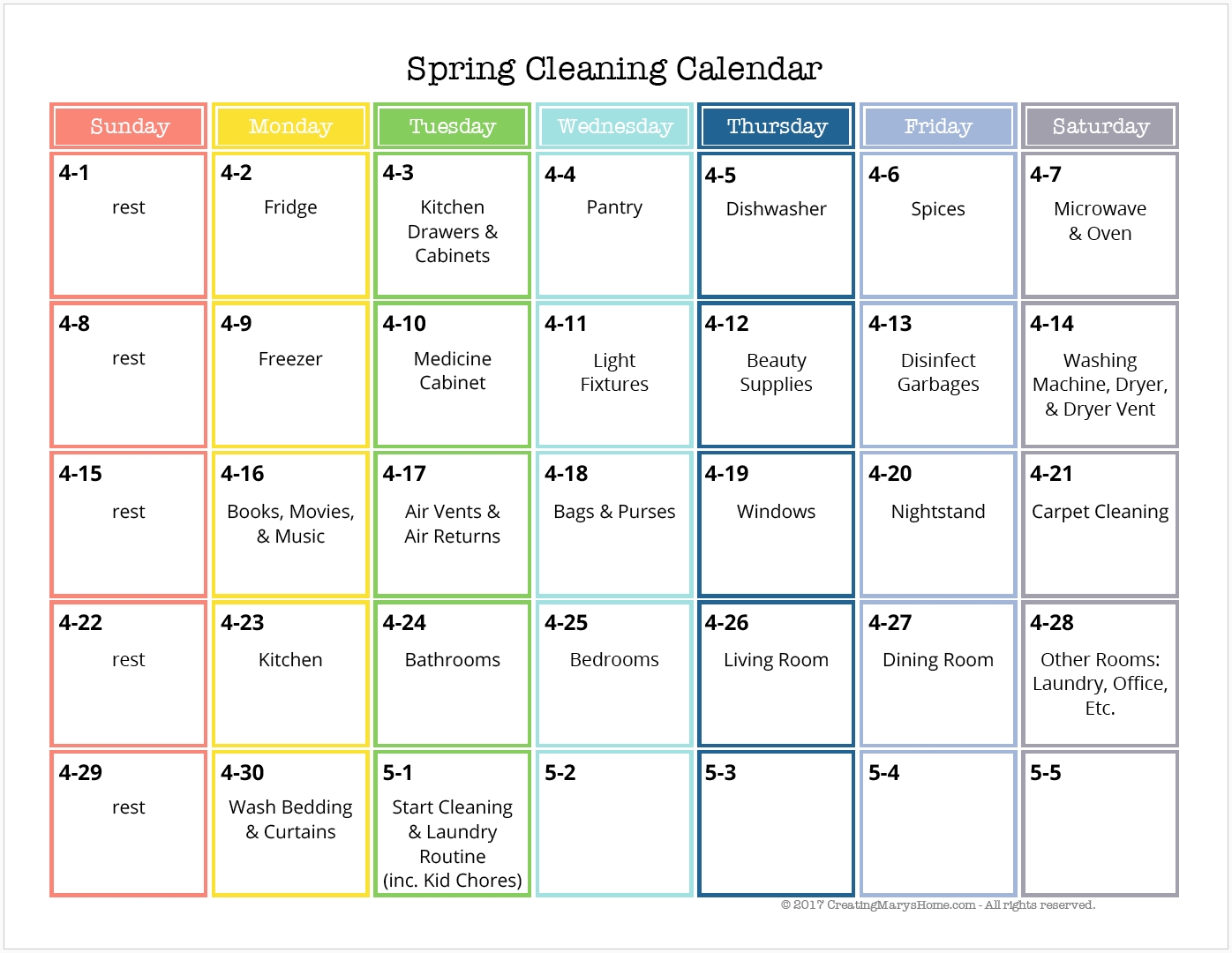 Spring Cleaning Bundle: Calendar, Checklists, And More