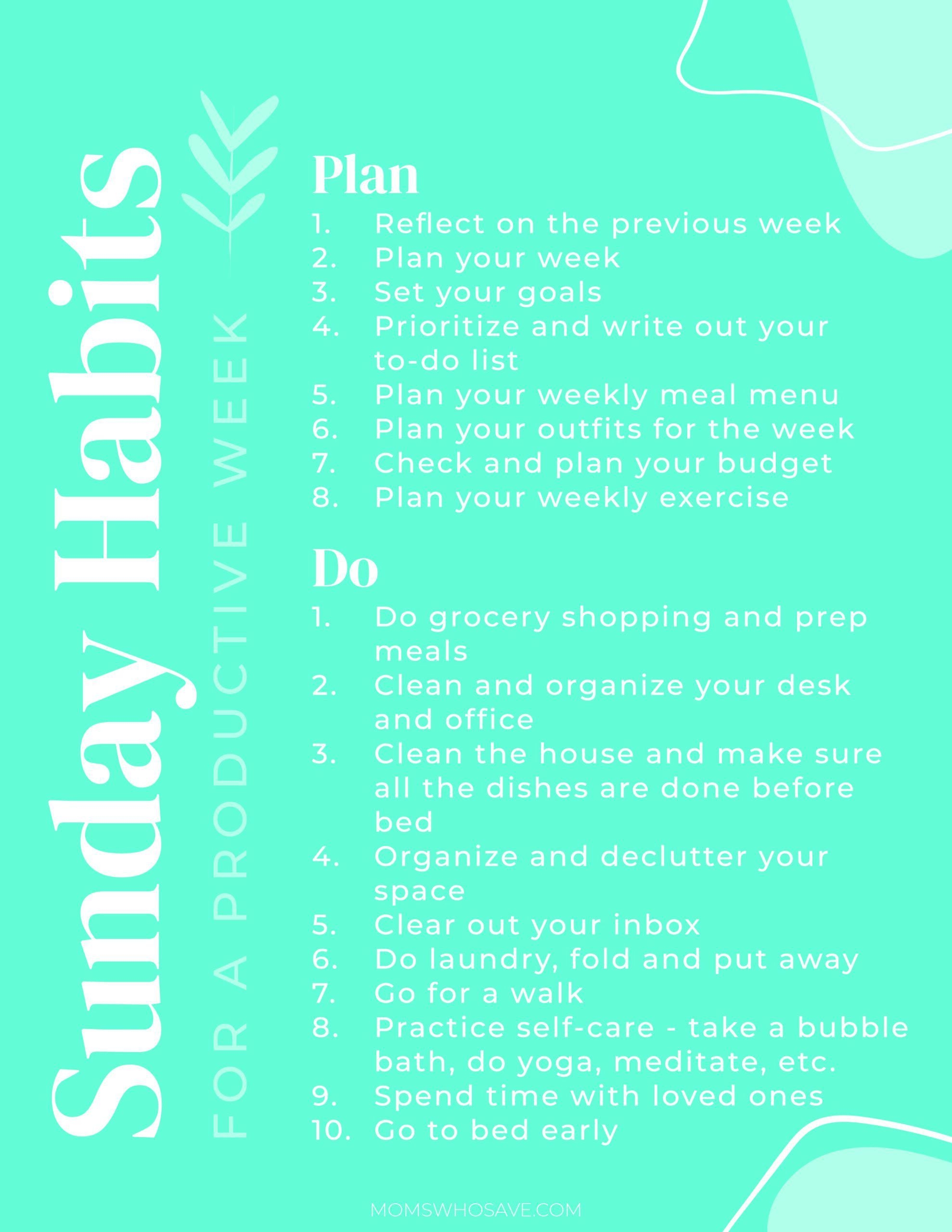 sunday habits for a productive week | momswhosave