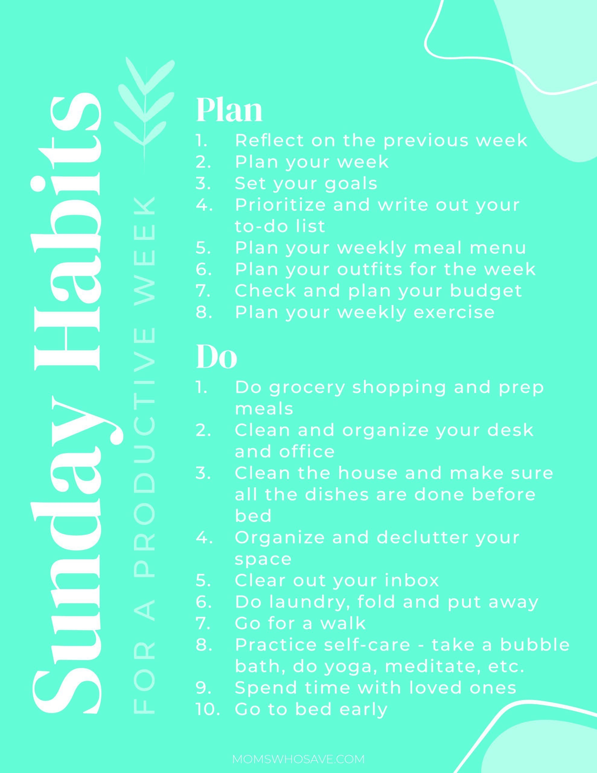 Sunday Habits For A Productive Week | Momswhosave