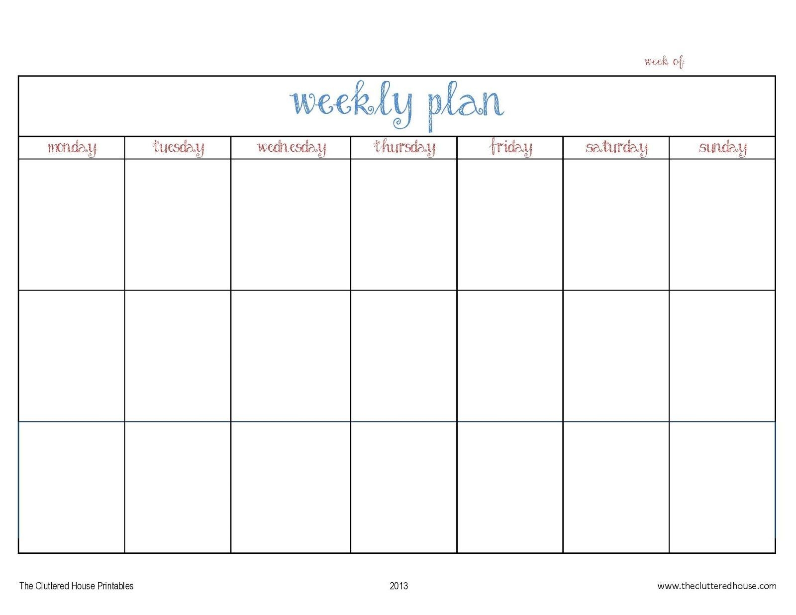The Cluttered House: Weekly Planner Printable | Weekly