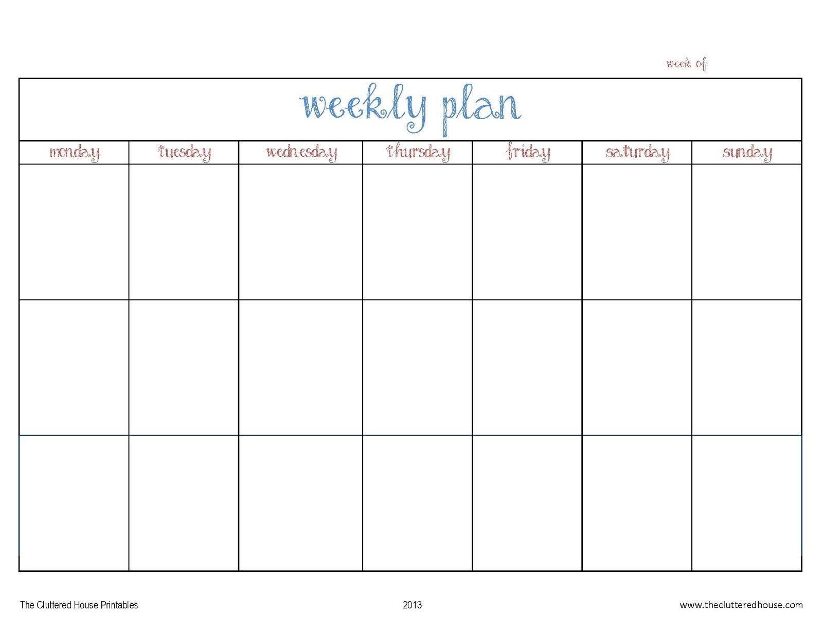 the cluttered house: weekly planner printable | weekly