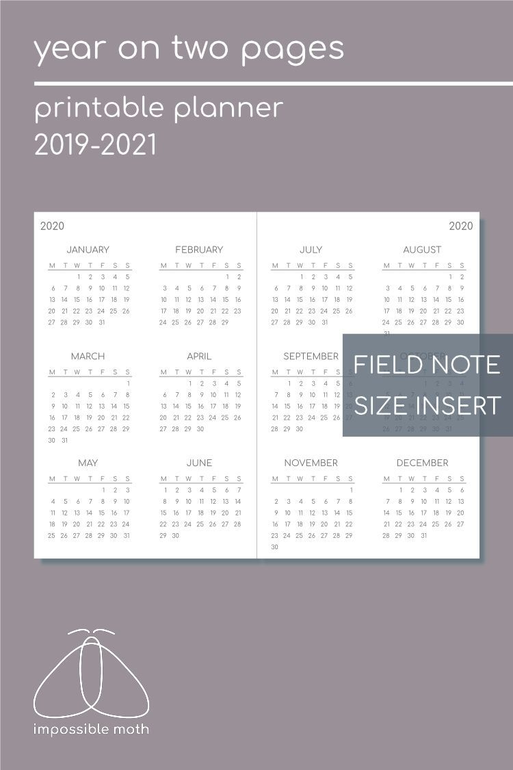 The Printable 2 Page Per Month 5 5 X 8 5 Calendar 2020 In