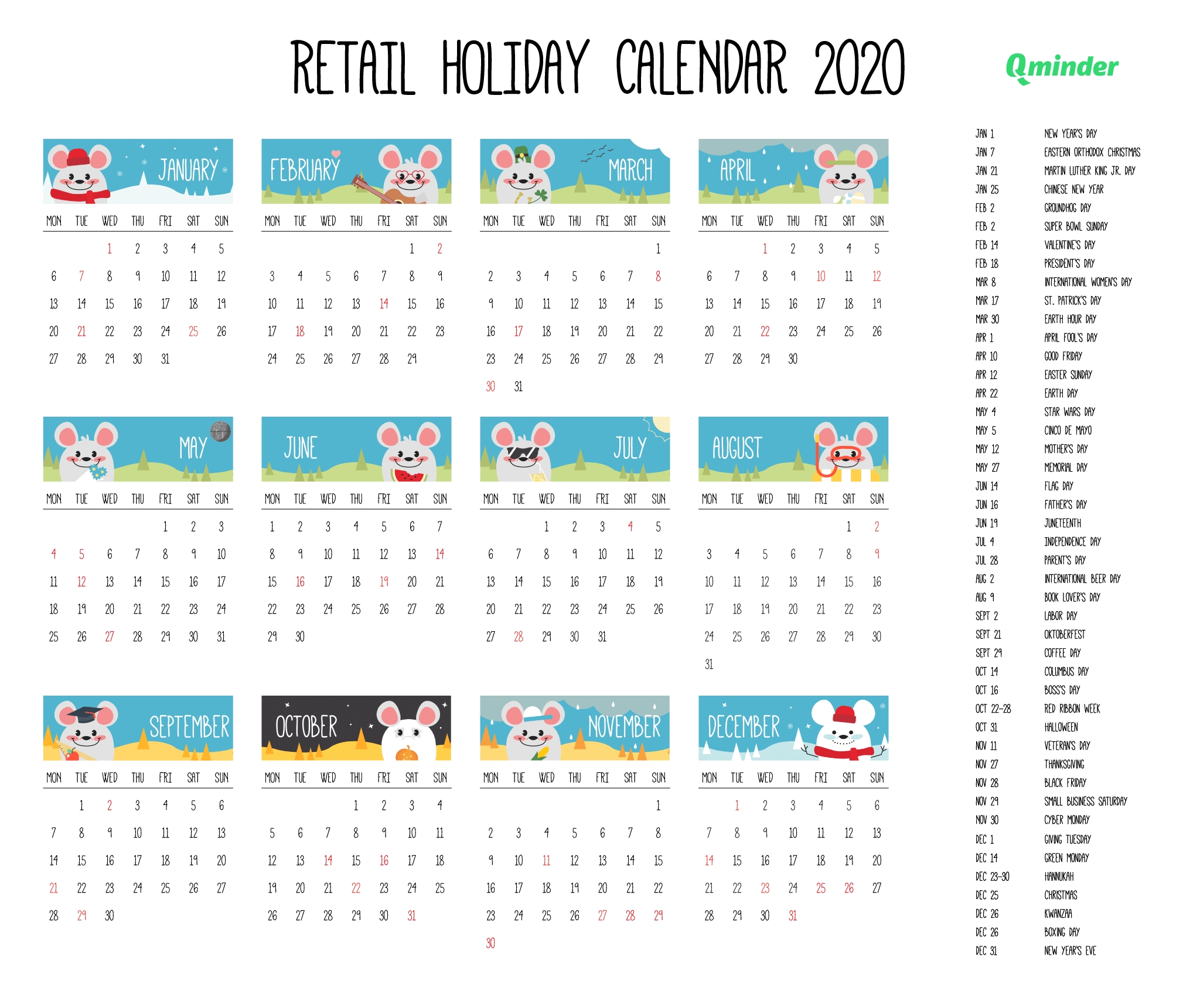 the ultimate 2020 retail holiday calendar [pdf] | qminder