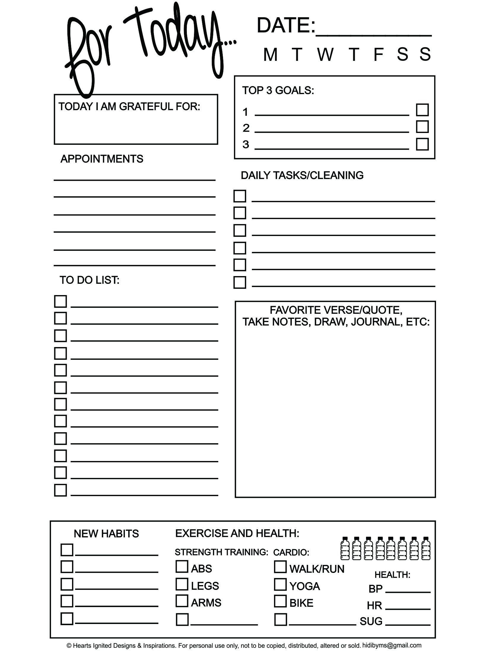 free daily planner schedule template