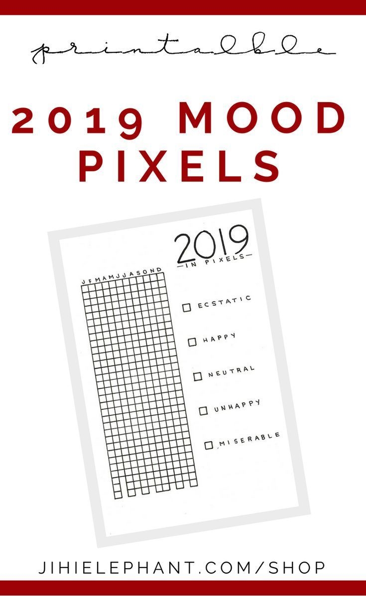 this mood tracker includes 2019 in grid form organized