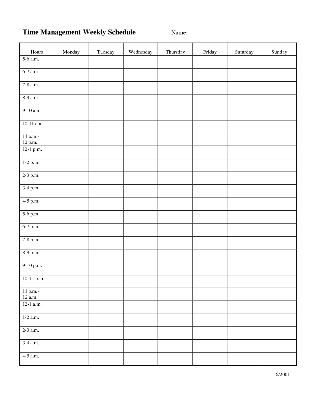 time management weekly schedule template … | daily schedule