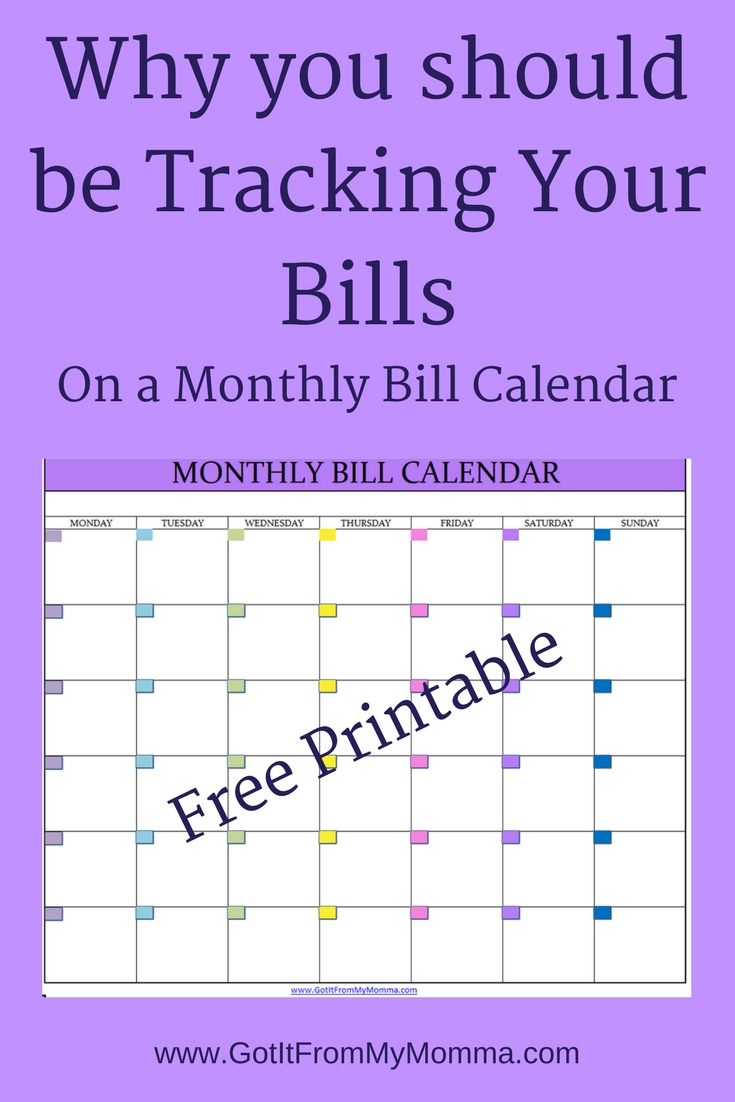 Tracking Your Bills With A Monthly Bill Calendar | Bill