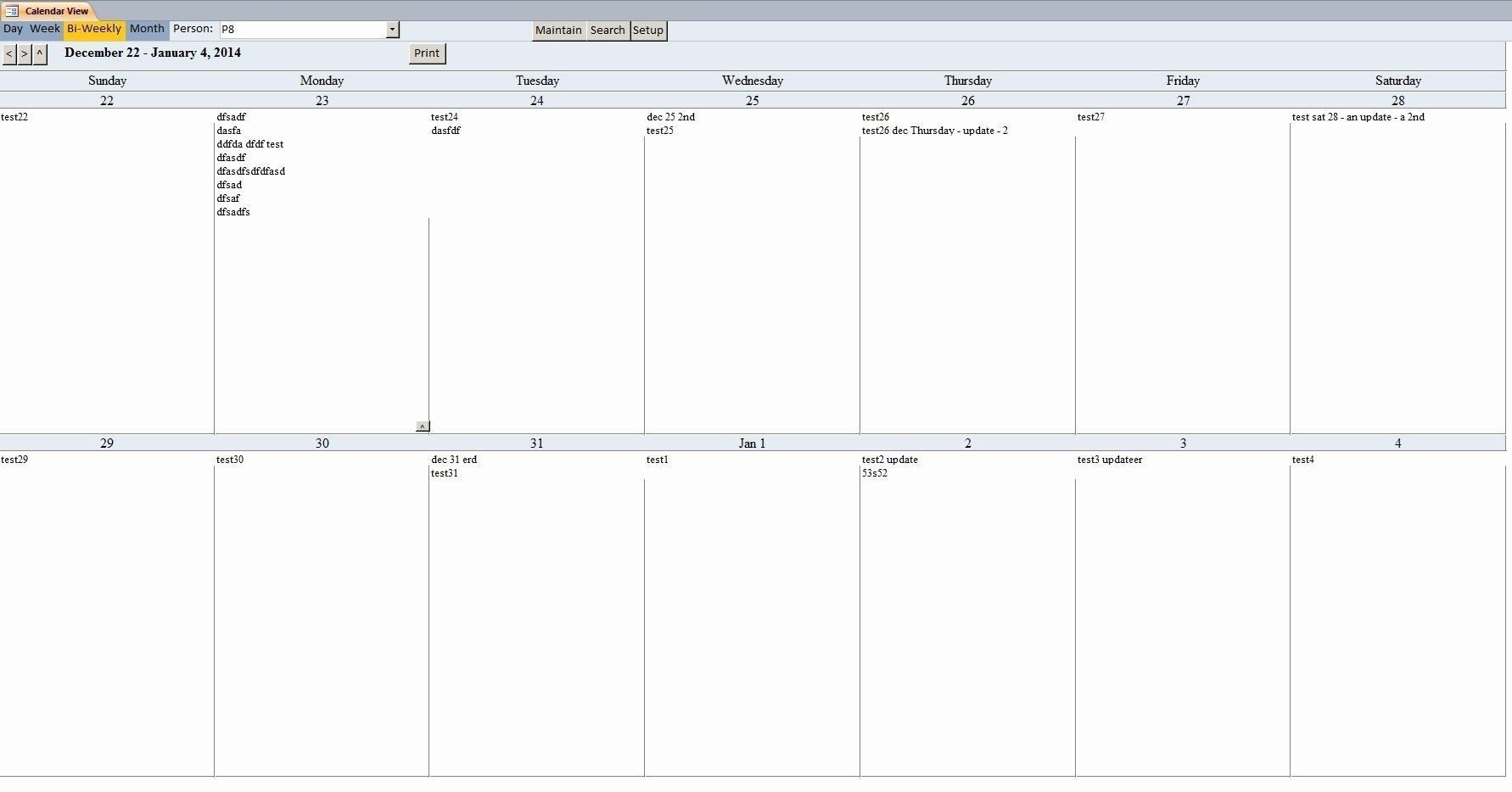 two week calendar template addictionary