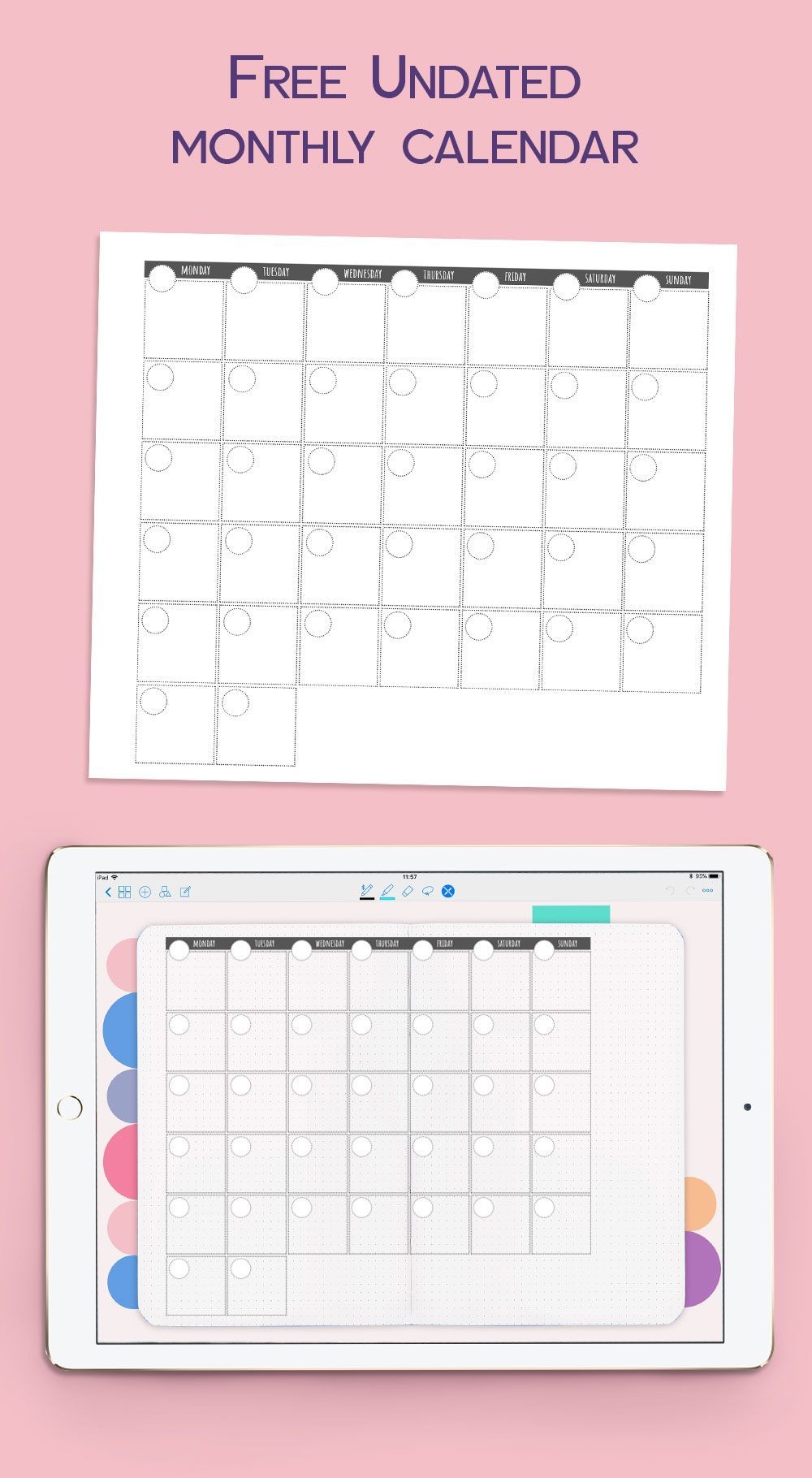 undated monthly calendar for goodnotes #goodnotesfreebie