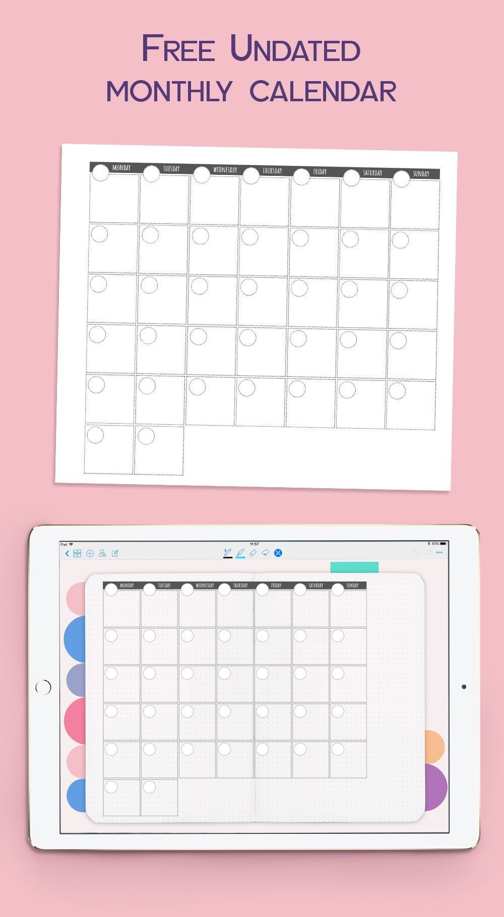 Undated Monthly Calendar For Goodnotes #goodnotesfreebie