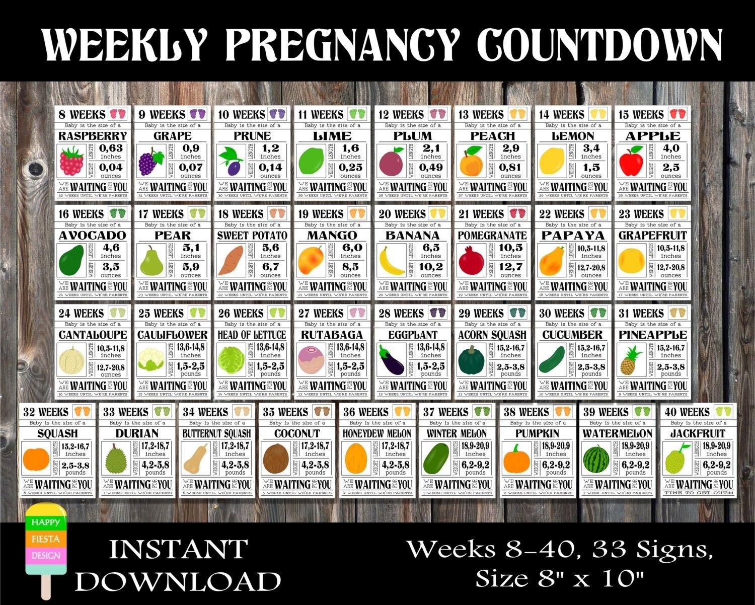 Unique Printable Pregnancy Calendar Weekweek | Free