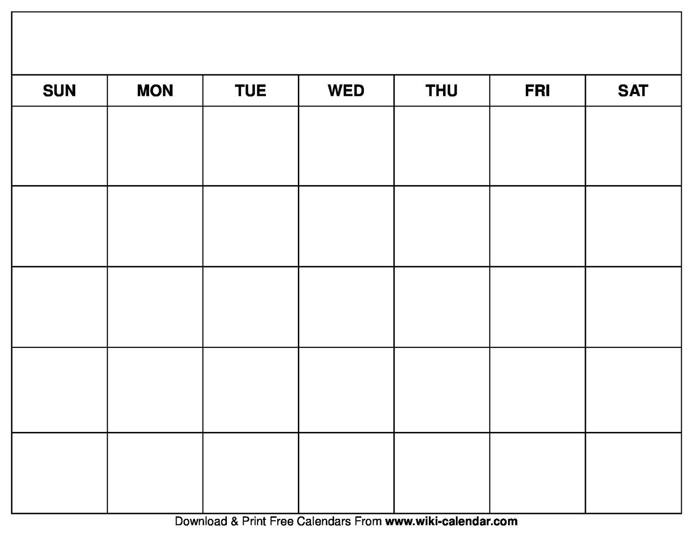 Universal Free Printable Blank Calendar Monday Friday In