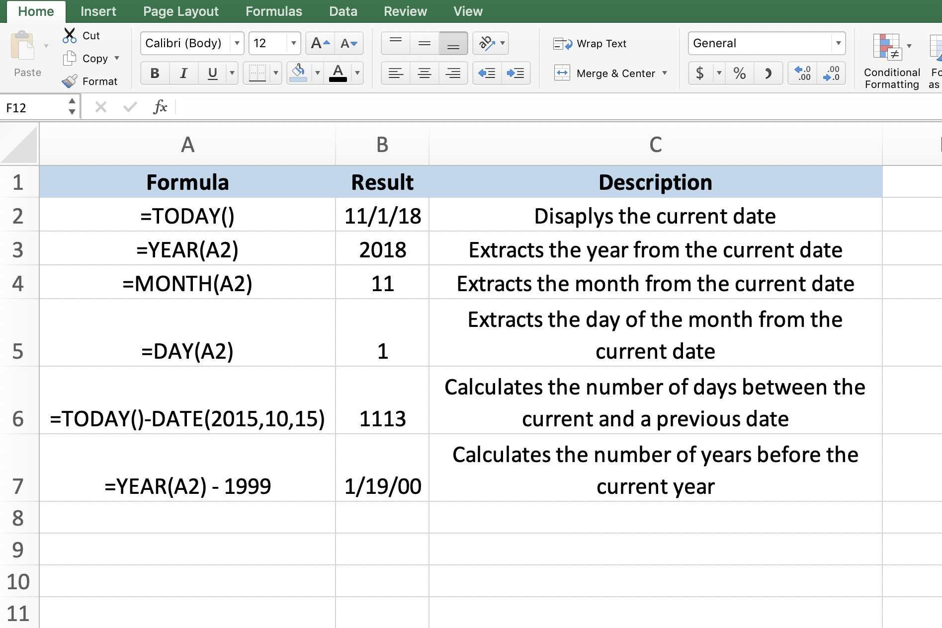 use today&#039;s date within worksheet calculations in excel