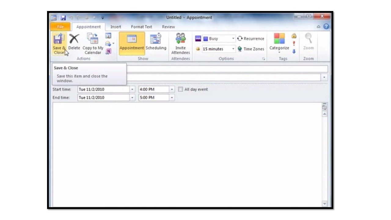 Using The Calendar In Microsoft Outlook 2010: Appointments