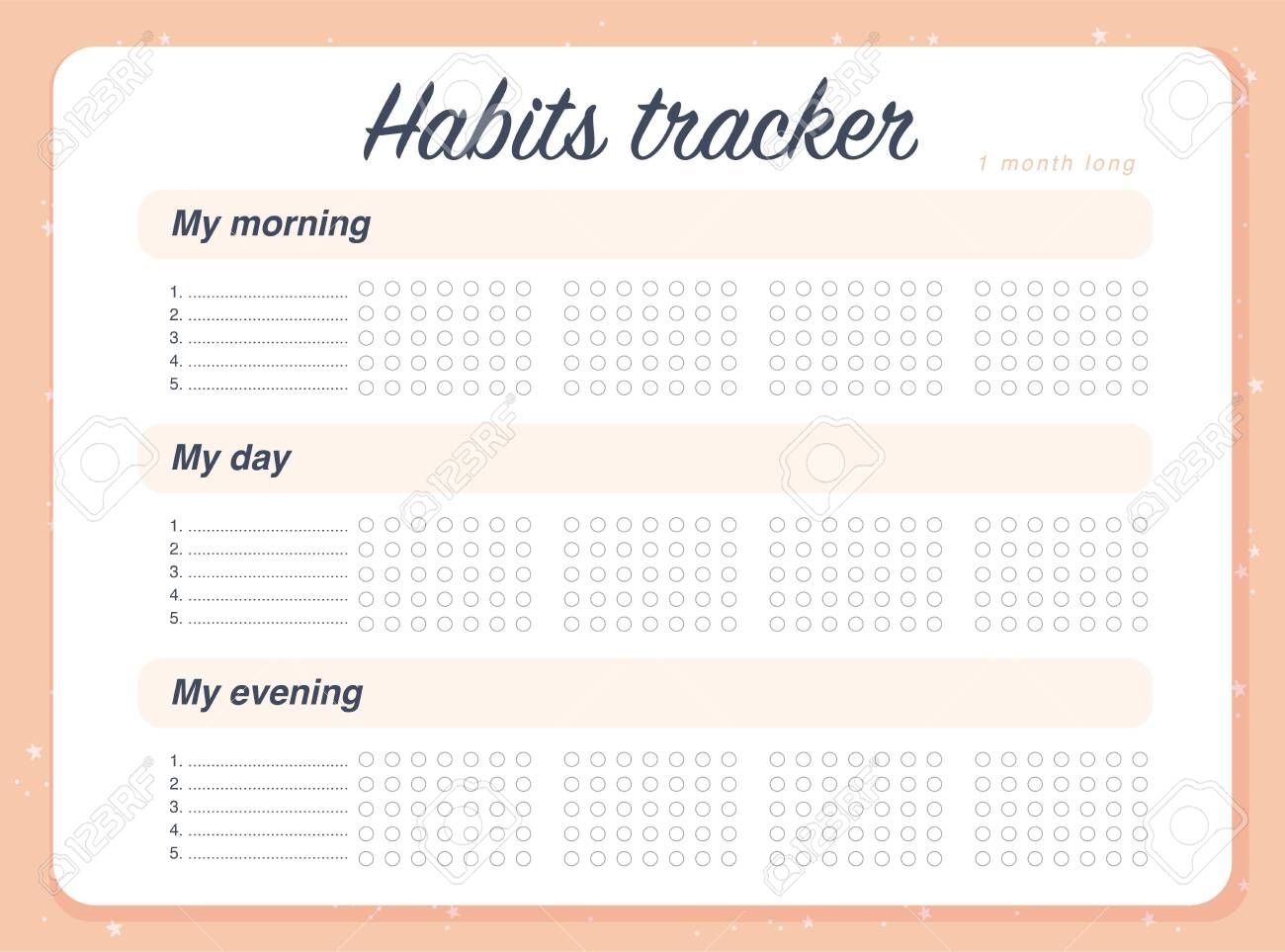 vector habits tracker page design template calendar for month