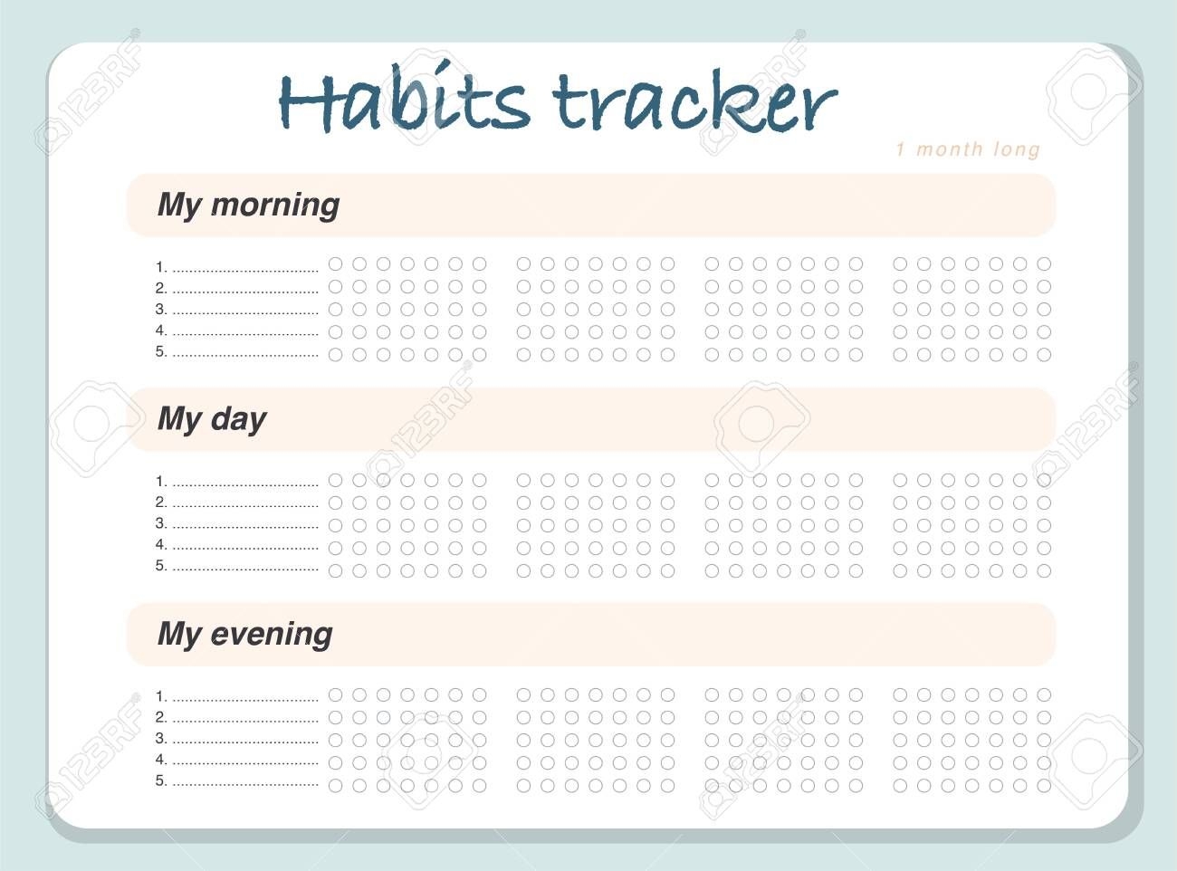 Vector Habits Tracker Page Design Template Calendar For Month