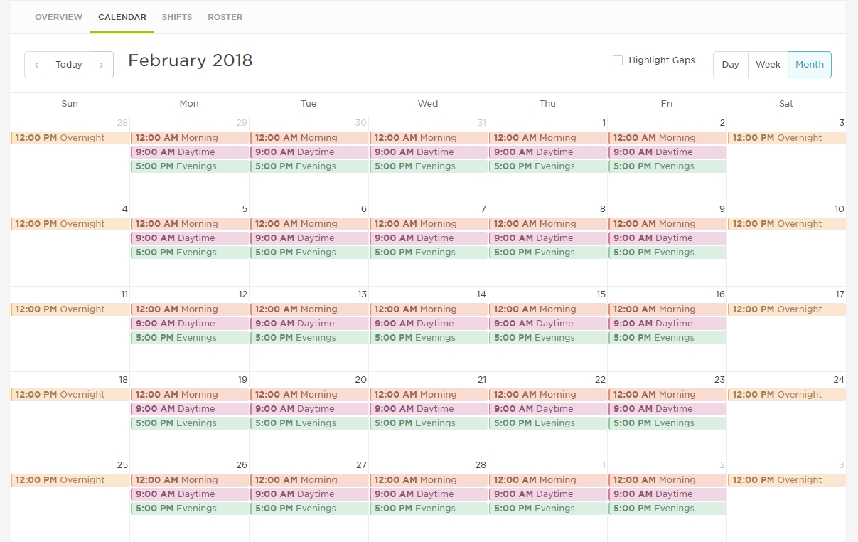 view and manage shifts