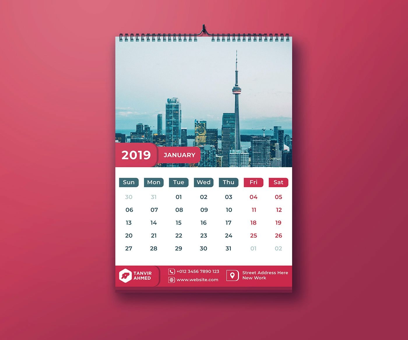 wall calendar 2019 | free psd template | psd repo