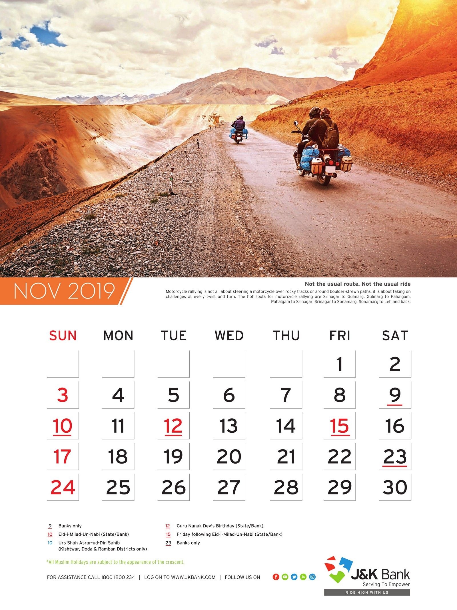 wall calendar | jammu and kashmir j&amp;k bank