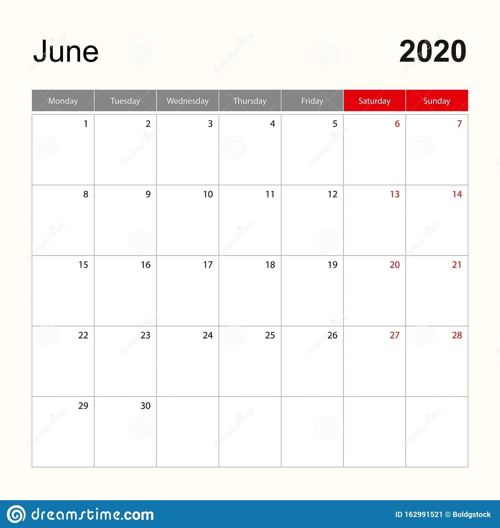 wall calendar template for june 2020 holiday and event