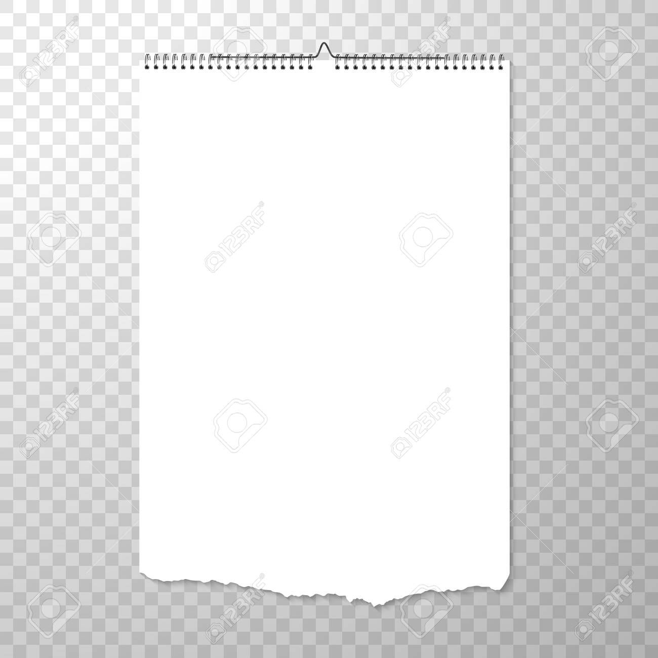 wall handing blank calendar template vertical torn piece of