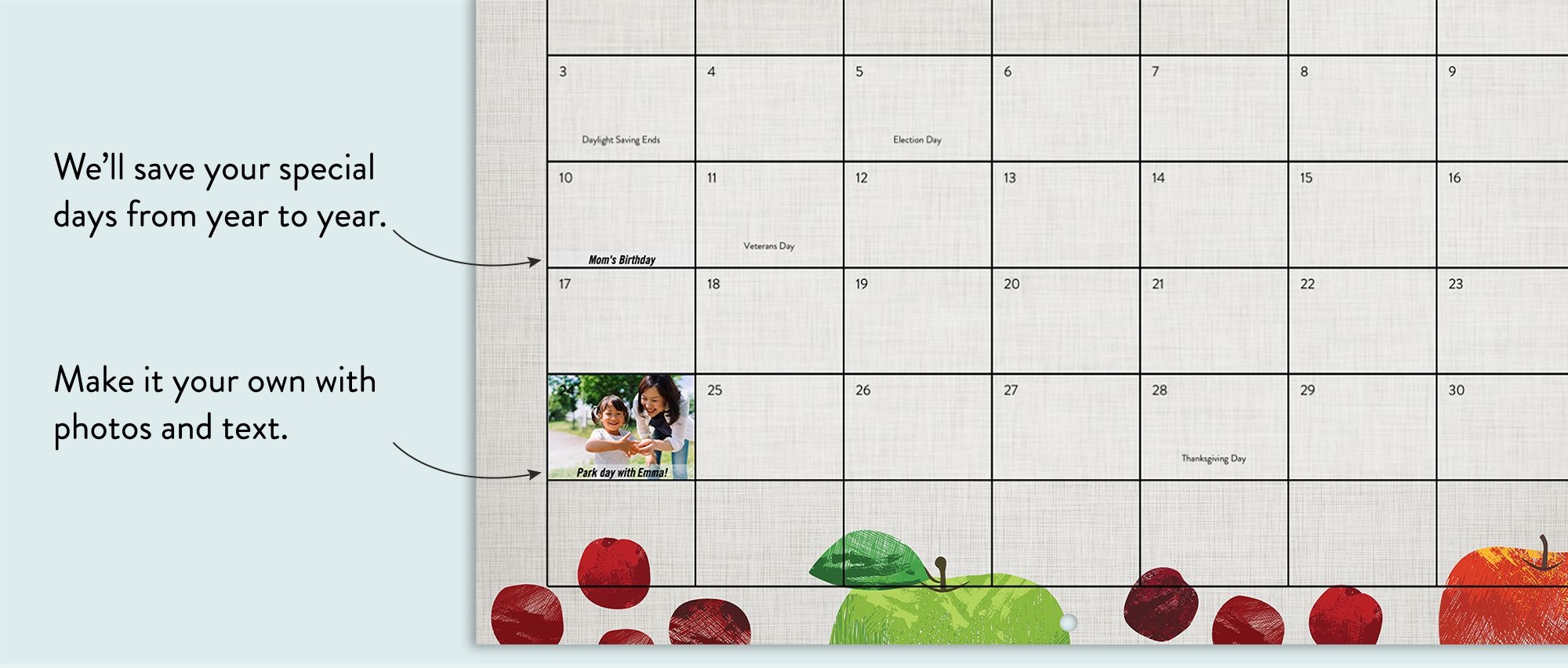 wall photo calendar