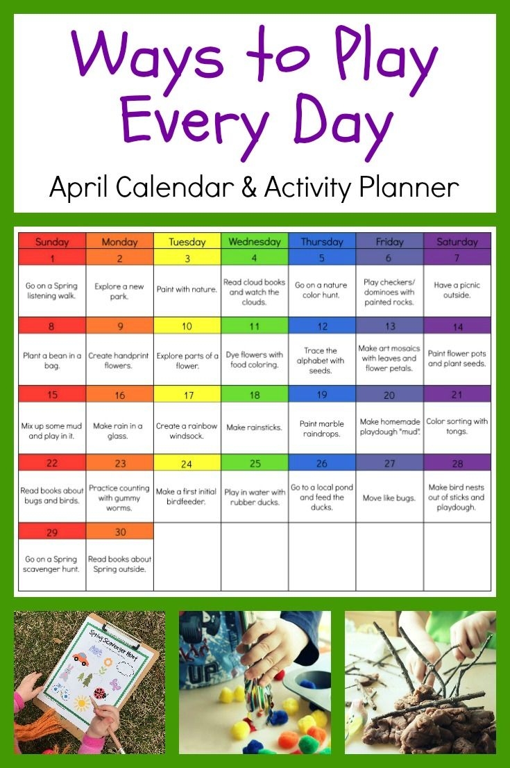 Ways To Play Every Day April Activity Calendar For