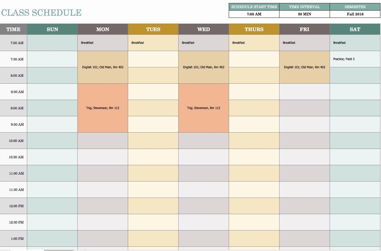 Week Schedule Template Excel Inspirational Free Weekly
