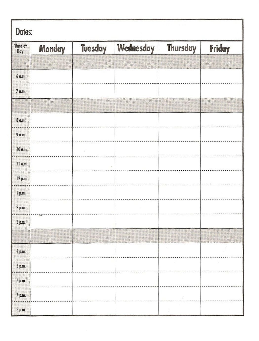 Free Printable Blank Calendar Template Weekdays Only Example Calendar