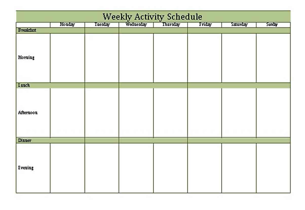 Weekly Activity Schedule Template | Think Moldova
