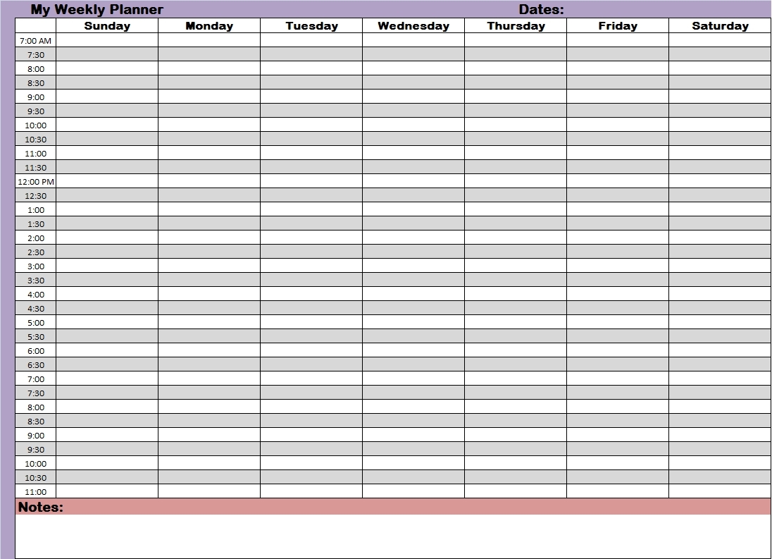 weekly calendar printable time slots pick blank weekly