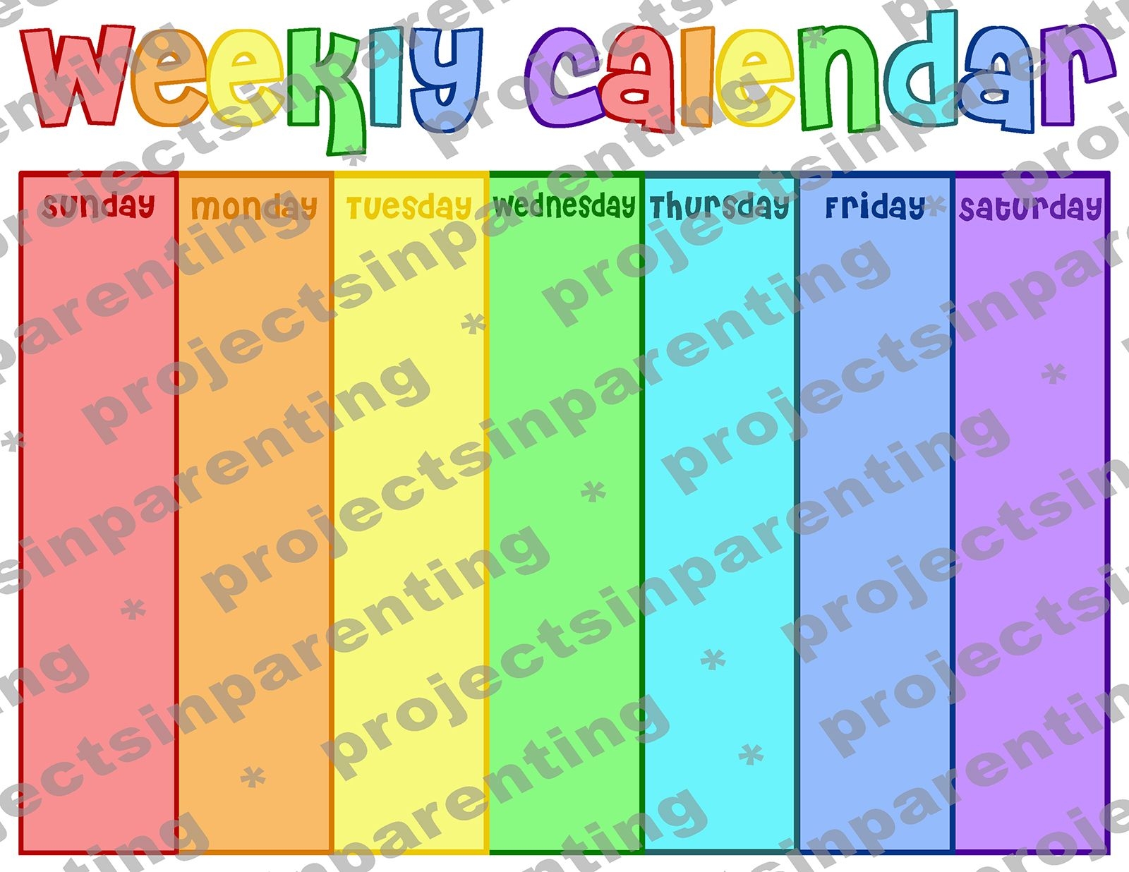 weekly calendar | projects in parenting