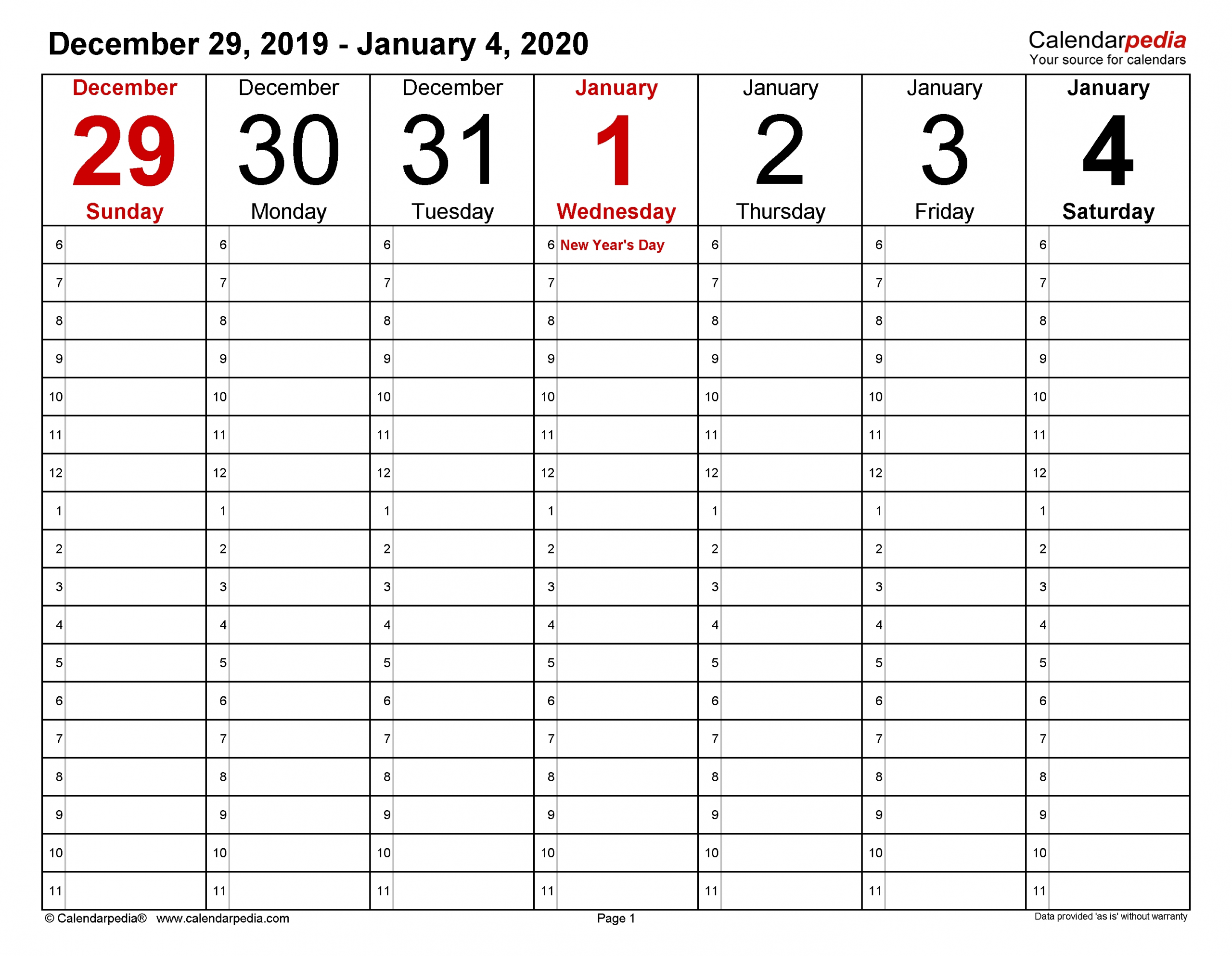 weekly calendars 2020 for excel 12 free printable templates