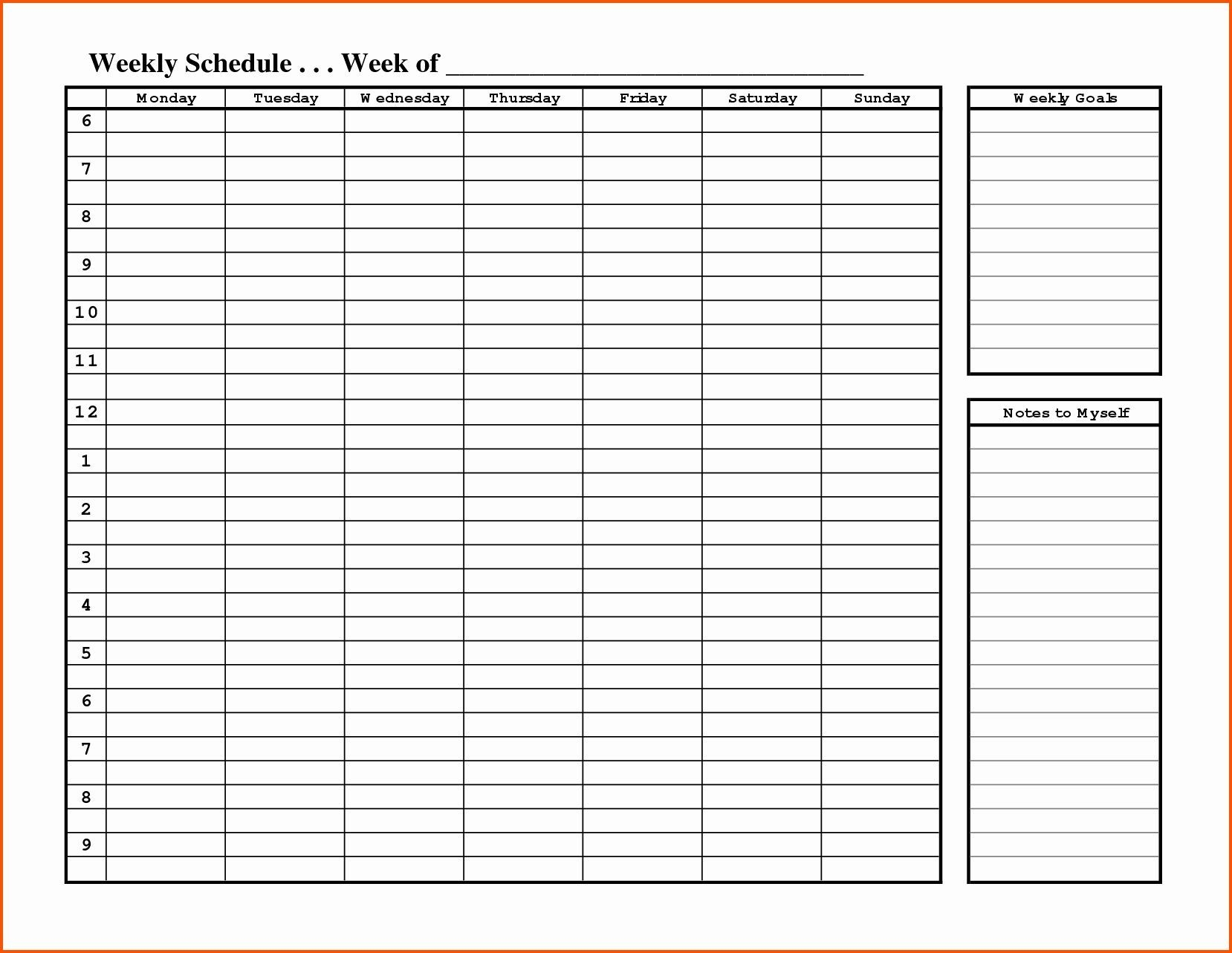 Weekly Hourly Planner Template Word | Monthly Schedule